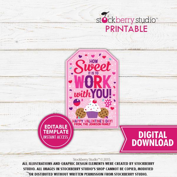 Valentine's Day Coworker Gift Tag Editable Template - Stockberry Studio