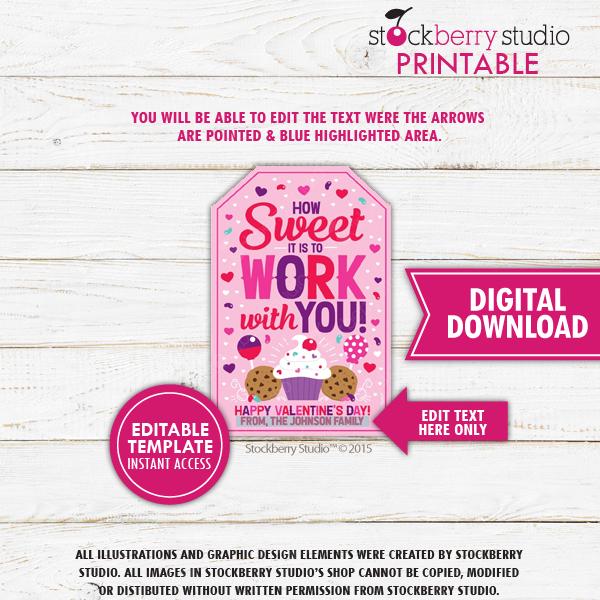 Valentine's Day Coworker Gift Tag Editable Template - Stockberry Studio