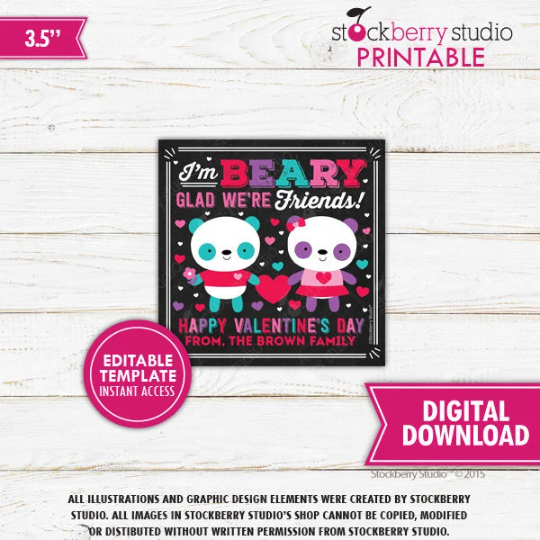 Valentine Beary Gift Tag