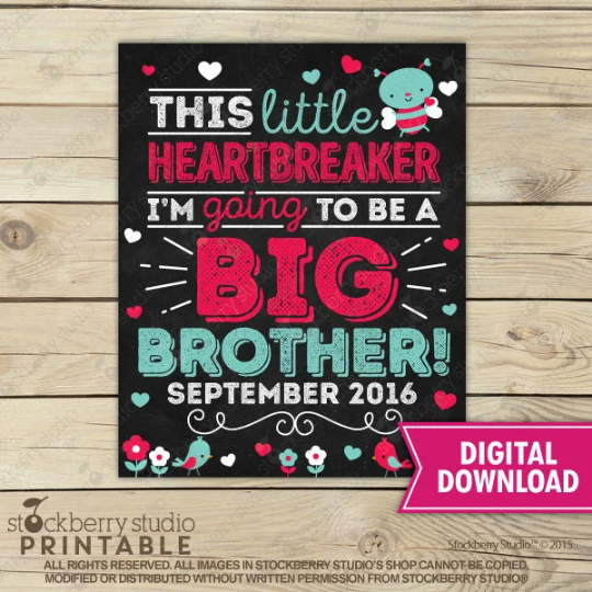 Valentine's Day Big Brother Announcement Sign