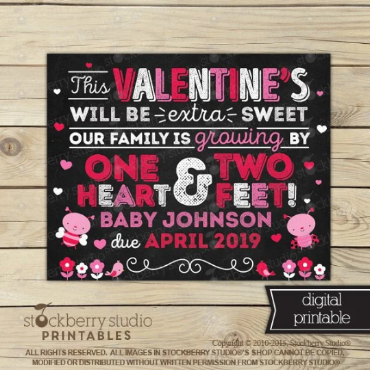 Valentine's Day Pregnancy Announcement Sign