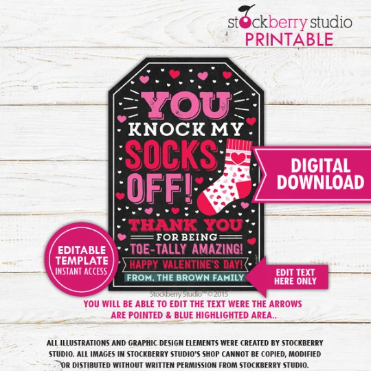 Valentine Socks Gift Tag