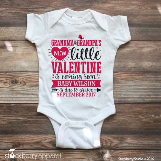 Valentine's Day Pregnancy Announcement Bodysuit