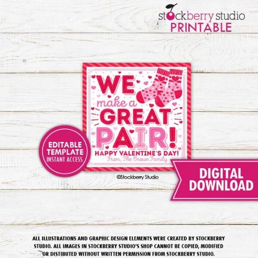 Valentine Pair Sock Gift Tag