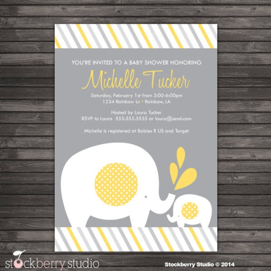 Elephant Baby Shower Invitation - Stockberry Studio