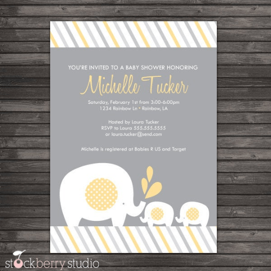 Elephant Baby Shower Invitation - Stockberry Studio