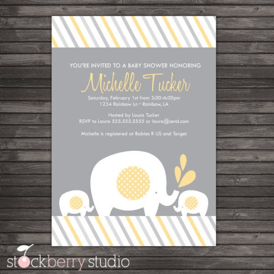 Elephant Baby Shower Invitation - Stockberry Studio