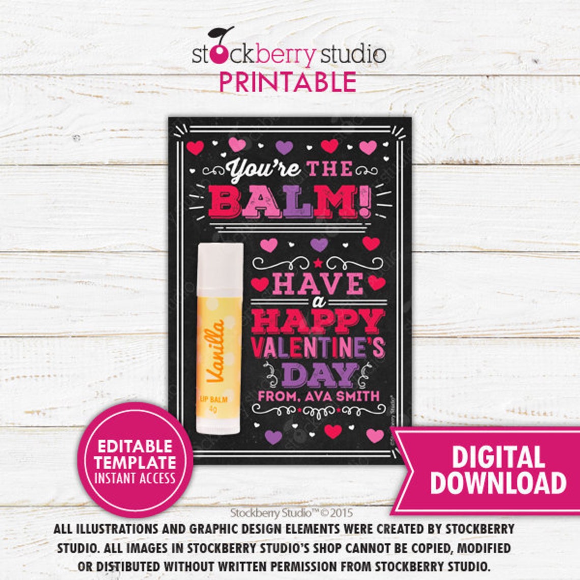 valentine-lip-balm-gift-stockberry-studio for Your The Balm Free Printable Valentine Lip Balm Gift – Stockberry Studio for Your The Balm Free Printable