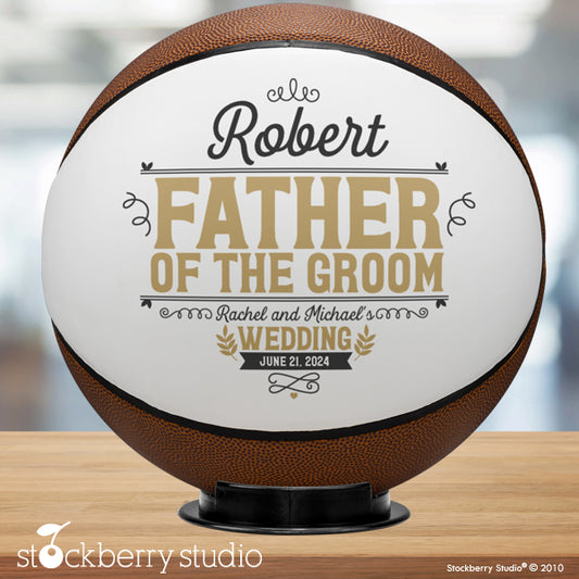 Father of the Groom Basketball Wedding Keepsake Personalized