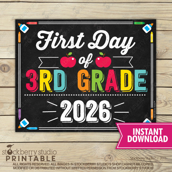 First Day of Preschool Sign (Primary Colors) - Any Grade