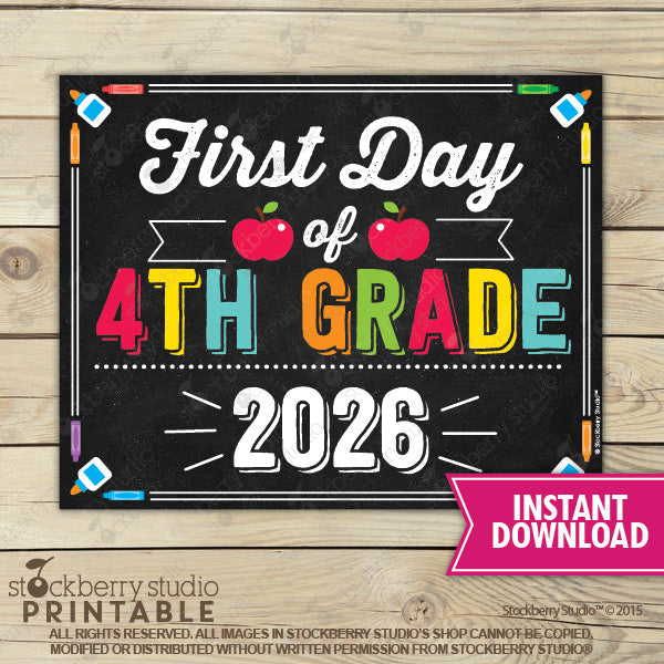 First Day of Preschool Sign (Primary Colors) - Any Grade