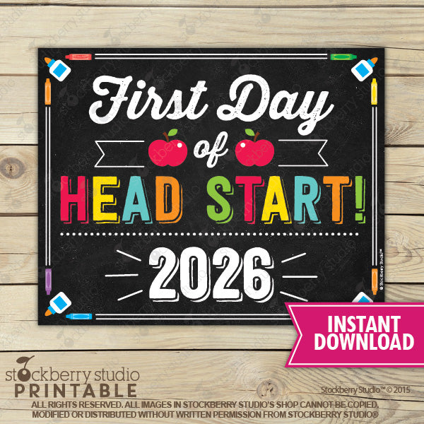 First Day of Preschool Sign (Primary Colors) - Any Grade