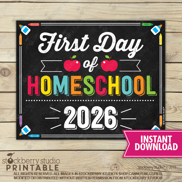 First Day of Preschool Sign (Primary Colors) - Any Grade