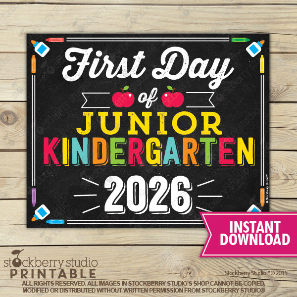 First Day of Preschool Sign (Primary Colors) - Any Grade