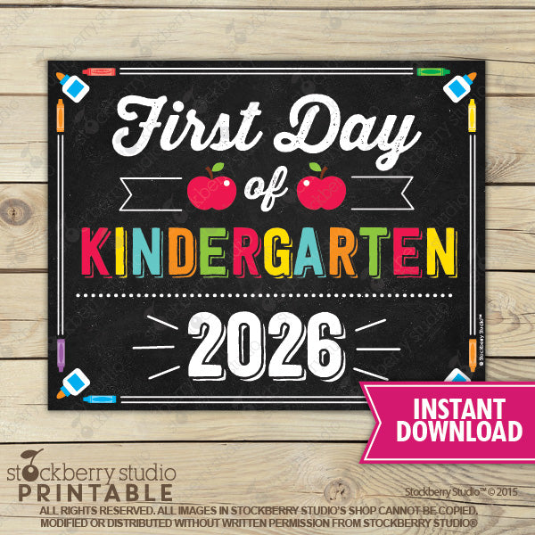 First Day of Preschool Sign (Primary Colors) - Any Grade