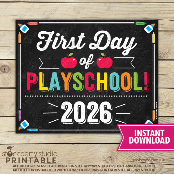 First Day of Preschool Sign (Primary Colors) - Any Grade