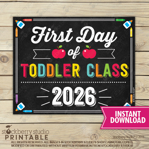 First Day of Preschool Sign (Primary Colors) - Any Grade
