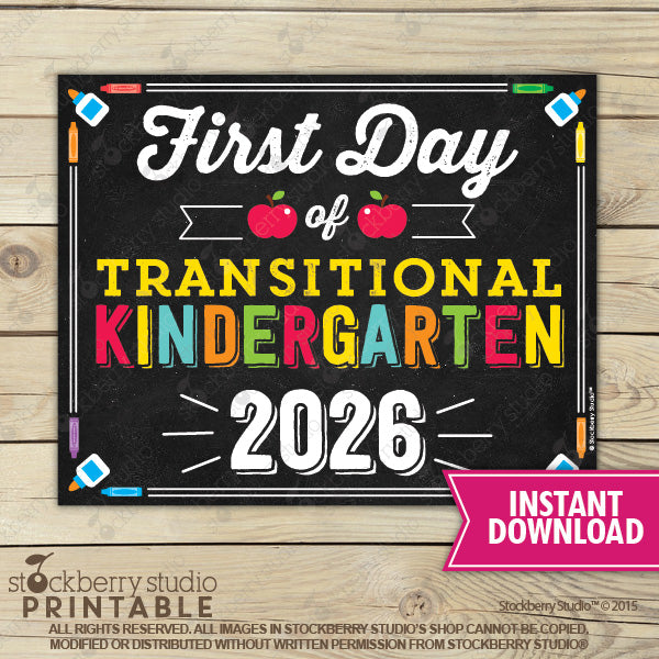 First Day of Preschool Sign (Primary Colors) - Any Grade