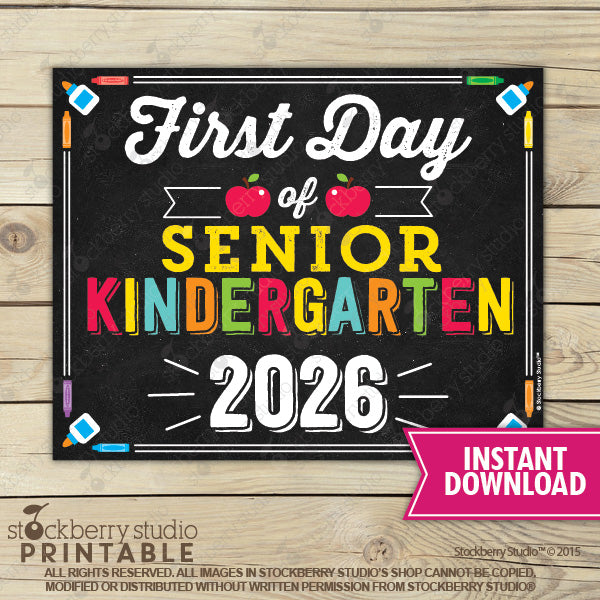 First Day of Preschool Sign (Primary Colors) - Any Grade