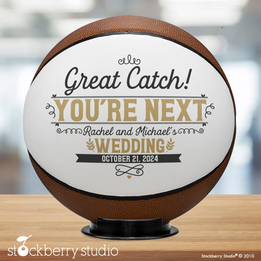 Basketball Wedding Garter Toss Great Catch You’re Next Personalized