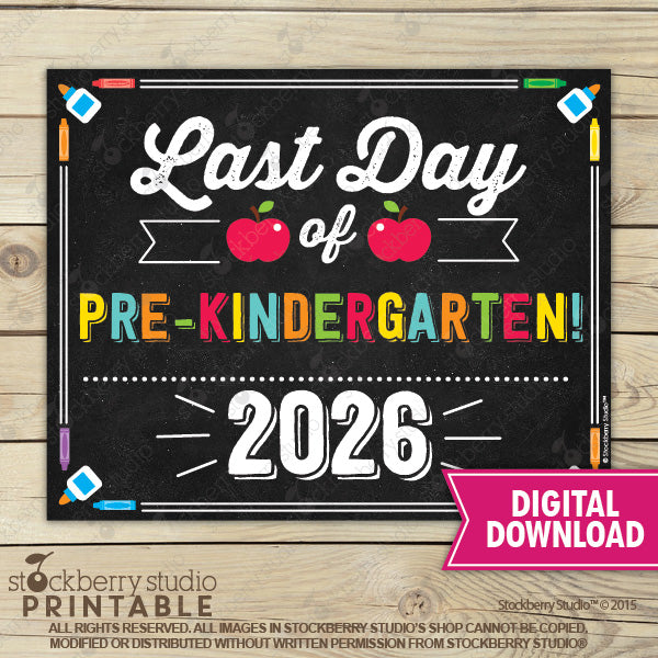 Last Day of School Sign (Primary Colors) - Any Grade