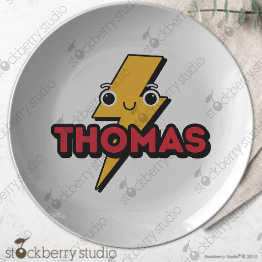 Lightening Bolt Plate Personalized Gift with Kids Name