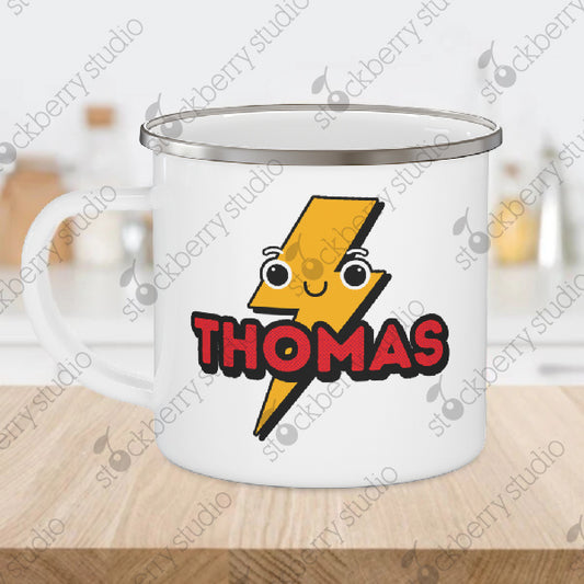 Lightening Bolt Kids Ceramic Mug Personalized Name