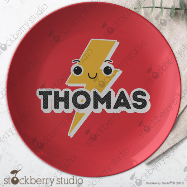 Lightening Bolt Plate Personalized Gift with Kids Name
