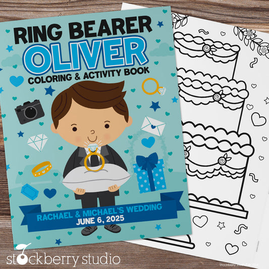 Personalized Ring Bearer Coloring Book – “Will You Be My Ring Bearer?” Wedding Activity Book for Kids, Custom Name