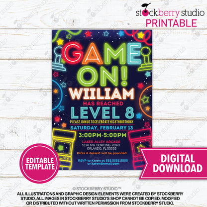 Video Game Birthday Invitation