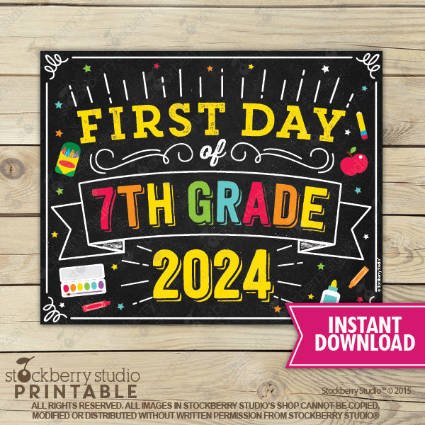 First Day of Preschool Sign (Primary Colors) - Any Grade