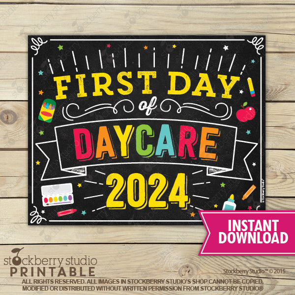 First Day of Preschool Sign (Primary Colors) - Any Grade