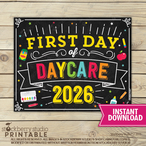 First Day of Preschool Sign (Primary Colors) - Any Grade