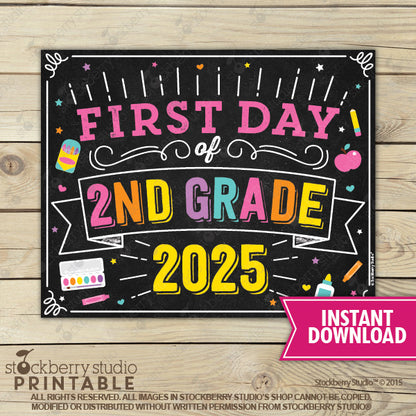 Girl First Day of Preschool Sign - Any Grade