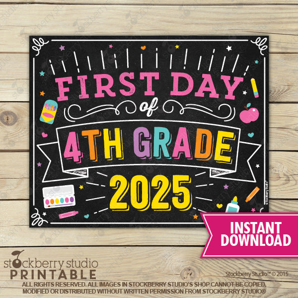 Girl First Day of Preschool Sign - Any Grade
