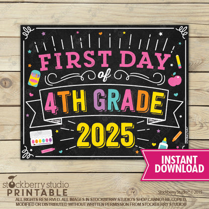 Girl First Day of Preschool Sign - Any Grade