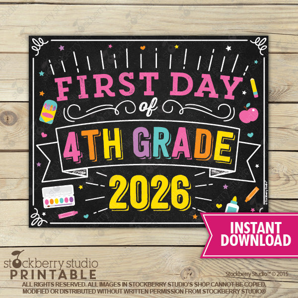 Girl First Day of Preschool Sign - Any Grade