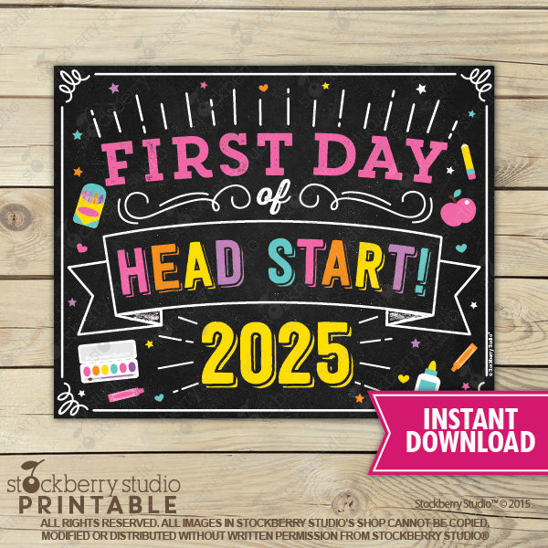 Girl First Day of Preschool Sign - Any Grade