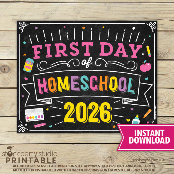 Girl First Day of Preschool Sign - Any Grade