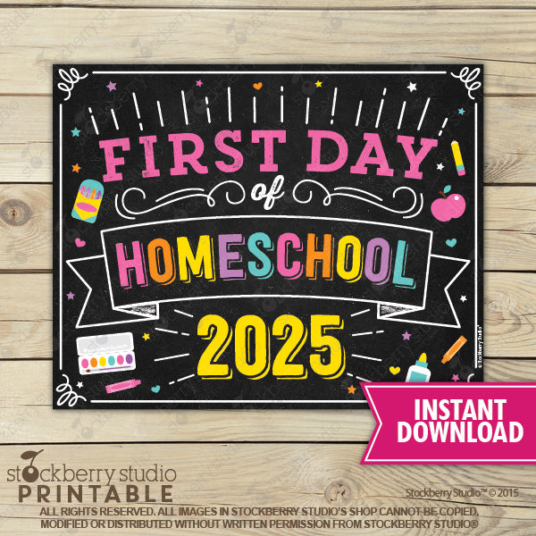Girl First Day of Preschool Sign - Any Grade