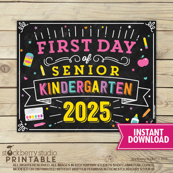 Girl First Day of Preschool Sign - Any Grade