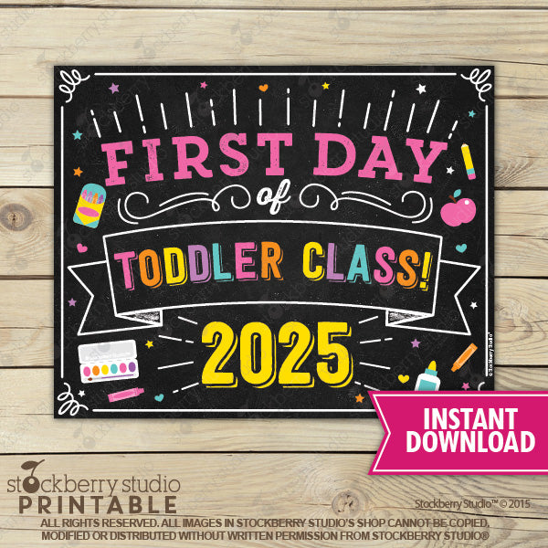 Girl First Day of Preschool Sign - Any Grade