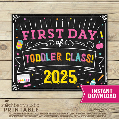Girl First Day of Preschool Sign - Any Grade
