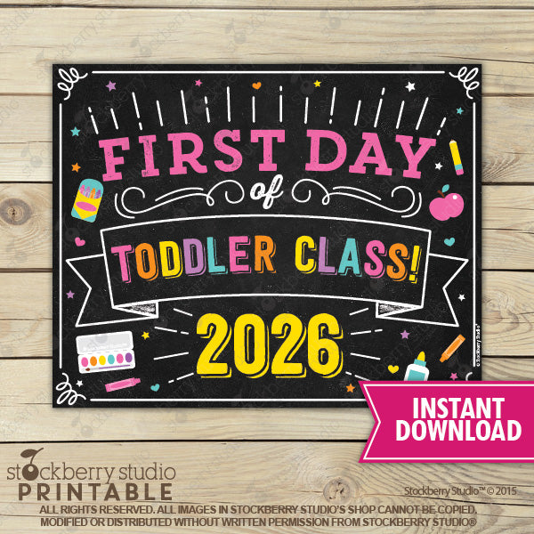 Girl First Day of Preschool Sign - Any Grade