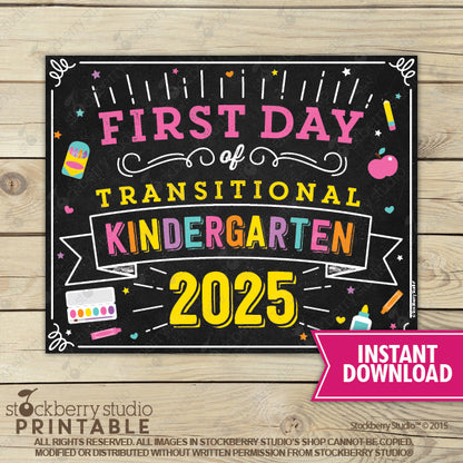 Girl First Day of Preschool Sign - Any Grade