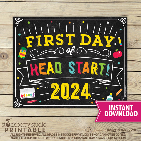 First Day of Preschool Sign (Primary Colors) - Any Grade