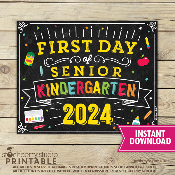 First Day of Preschool Sign (Primary Colors) - Any Grade