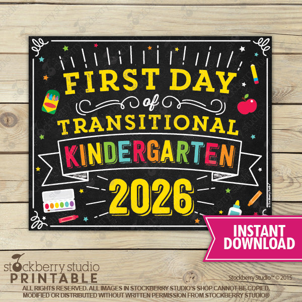 First Day of Preschool Sign (Primary Colors) - Any Grade