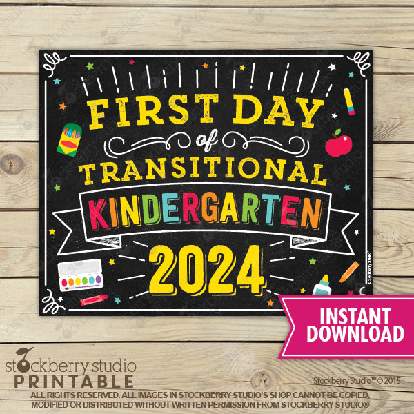 First Day of Preschool Sign (Primary Colors) - Any Grade