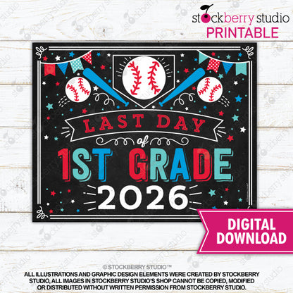 Last Day of School Sign (Baseball) - Any Grade